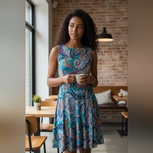 Ralph Lauren Paisley Blue and Purple Dress